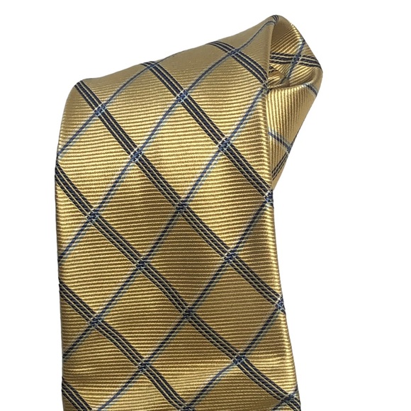 Chaps Yellow and Blues Plaid Silk Tie - Picture 2 of 15